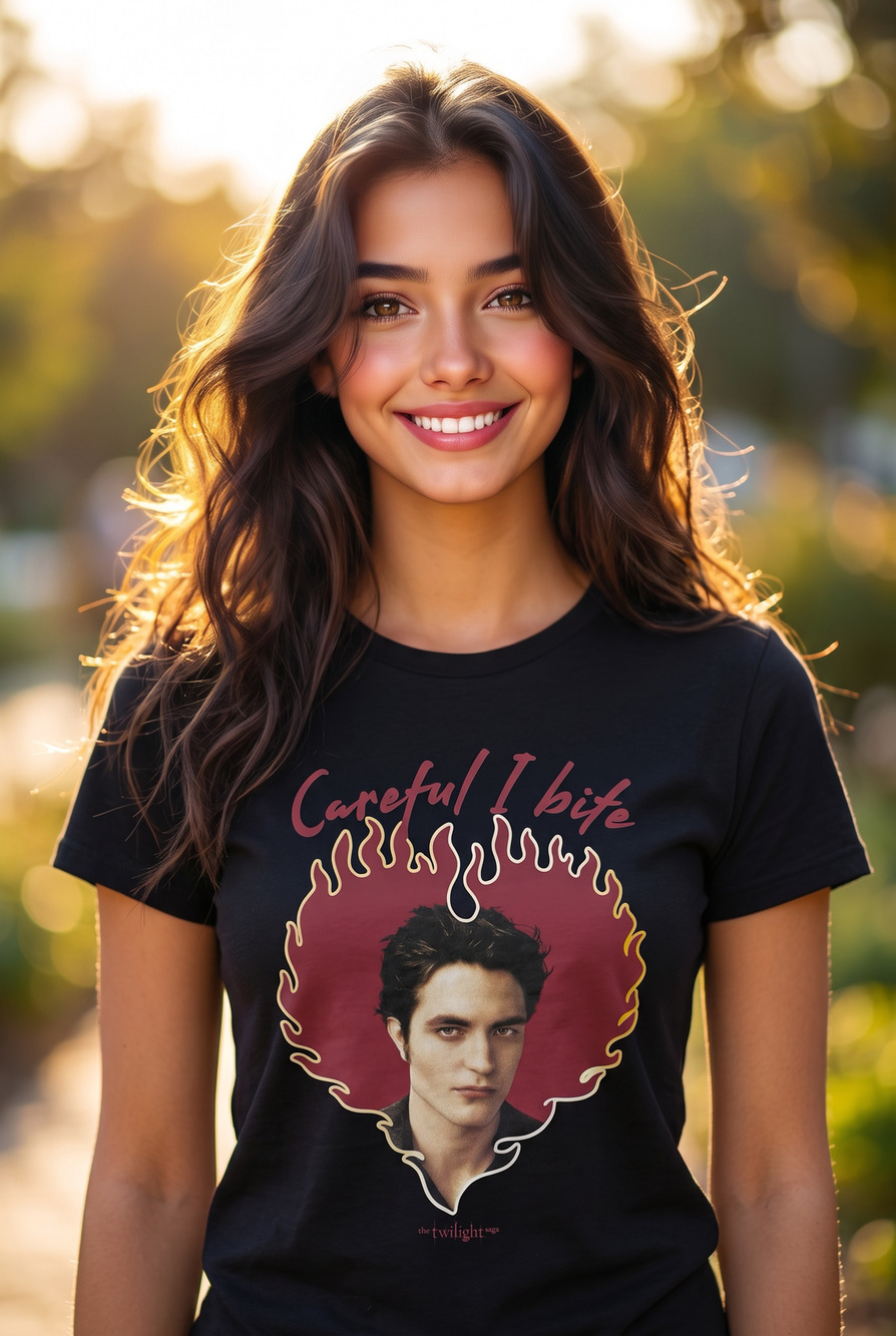 The Twilight Saga Edward Cullen "Careful I Bite" Graphic T-Shirt - Small